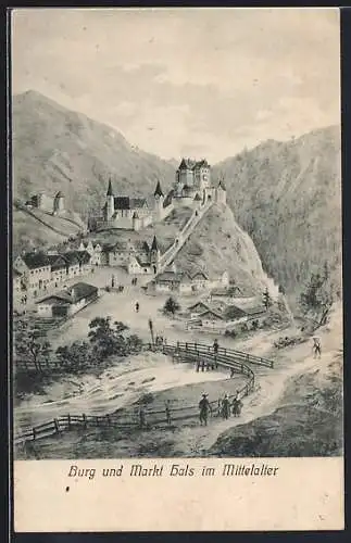 AK Hals, Burg und Markt Hals im Mittelalter