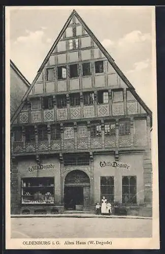 AK Oldenburg / O., Geschäft im Degodehaus