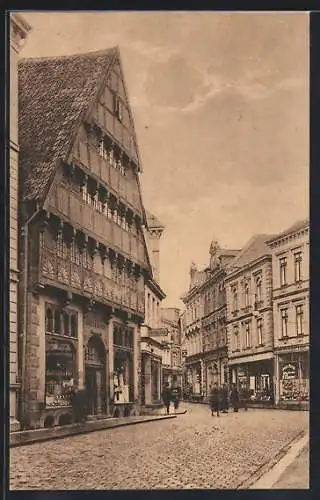 AK Oldenburg / O., Langestrasse mit Geschäften & Haus Degode