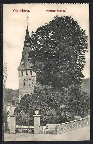 AK Oldenburg / O., Gertrudenlinde & Kirche