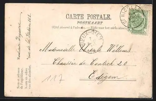 AK Saint-Nicolas, Rue de la Station, Vue sur la Gare, Strassenpartie