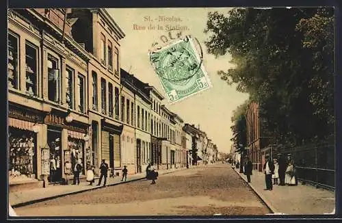 AK St.-Nicolas, Rue de la Station, Strassenpartie