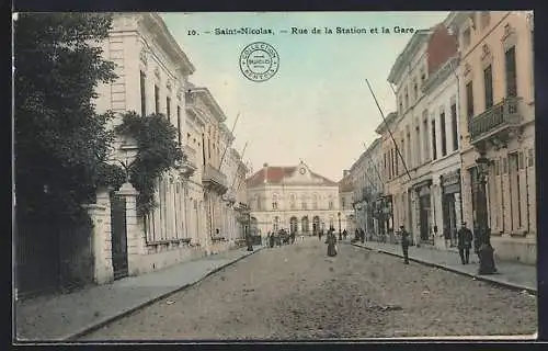 AK Saint-Nicolas, Rue de la Station et la Gare