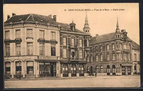 AK Saint-Nicolas-Waes, Place de la Gare