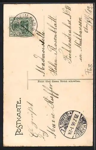 AK Rumersheim, Spezereihandlung v. F. X. Gross, Kirche