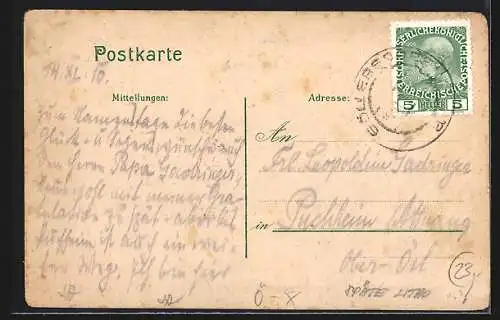 Lithographie Göllersdorf /N.-Oe., Bergau, A. Rammels Gasthaus, Kirche, Pfarrhof, Schule, Ortsansicht