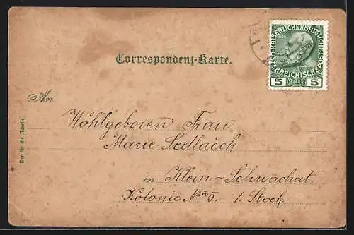 Lithographie Poysdorf, Gemeinde-Gasthof, Bezirksgericht, Josefplatz