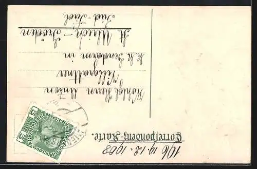 AK Mieders /Stubaital, Ortsansicht aus der Vogelschau, Frau in Tracht