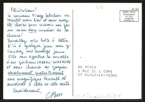 AK Reklame für Auto Renault 16