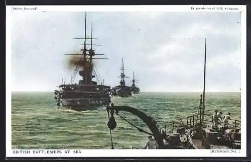 AK British Battleships at Sea, Kriegsschiffe auf der See unter Dampf