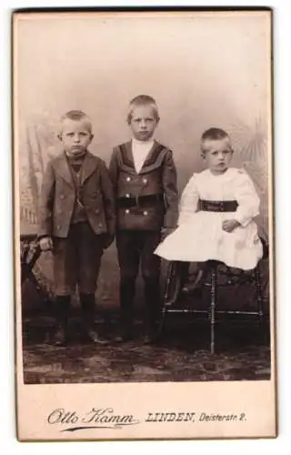 Fotografie Otto Kamm, Linden, Deisterstrasse 2, Drei Kinder in feiner Kleidung