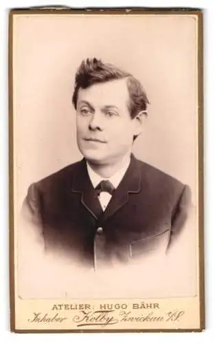 Fotografie Hugo Bähr, Zwickau, Kaiser Wilhelm Platz 31, Porträt eines jungen Mannes