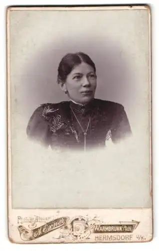 Fotografie A. Exner, Warmbrunn i. Schlesien, Frauenporträt in edler Kleidung