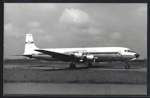 Fotografie Flugzeug Douglas DC-7 der Saturn Airways N90801 auf dem Flughafen Berlin-Tempelhof