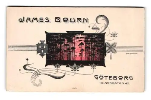 Fotografie James Bourn, Göteborg, Kungsgatan 47, Abendstimmung in einem schwedischen Wald