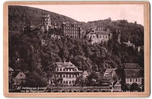 Fotografie unbekannter Fotograf, Heidelberg, Ansicht Heidelberg, Heidelberger Schloss von der Hirschgasse gesehen
