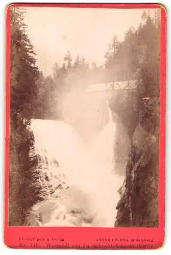 Fotografie Anton Czurda, Salzburg, Ansicht Bad Gastein, Wasserfall bei der Schreckbrücke in Gastein