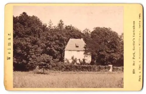 Fotografie Fotograf unbekannt, Weimar, Ansicht Weimar, Goethes Gartenhaus im Park