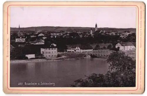 Fotografie Lautz & Isenbeck, Ansicht Rosenheim, Stadtansicht mit Fluss und Brücke