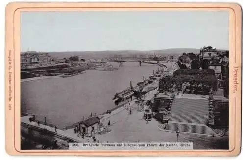 Fotografie Stengel & Co., Dresden, Ansicht Dresden, Brühlsche Terrasse mit Elbpanorama