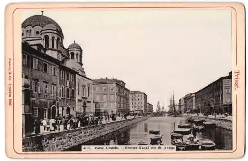 Fotografie Stengel & Co., Dresden, Ansicht Triest, Canal Grande mit Blick auf historische Gebäude