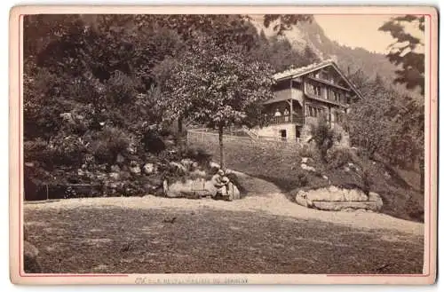 Fotografie Garcin, Genève, Le Grütli, Ansicht Seelisberg, malerisches Rütlihaus in idyllischer Landschaft, 1878