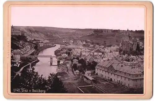 Fotografie Lautrz, Darmstadt, Ansicht Diez / Lahn, Landschaftsansicht mit Fluss und historischer Architektur