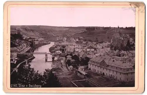 Fotografie Lautz, Darmstadt, Ansicht Diez / Lahn, Stadtansicht mit Fluss und Brücke