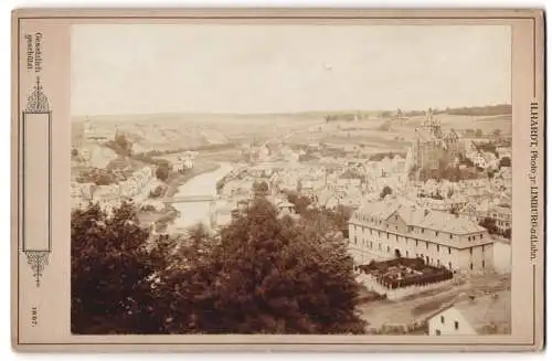 Fotografie H. Hardt, Limburg an der Lahn, Ansicht Diez / Lahn, Blick auf die Stadt und Flusslandschaft