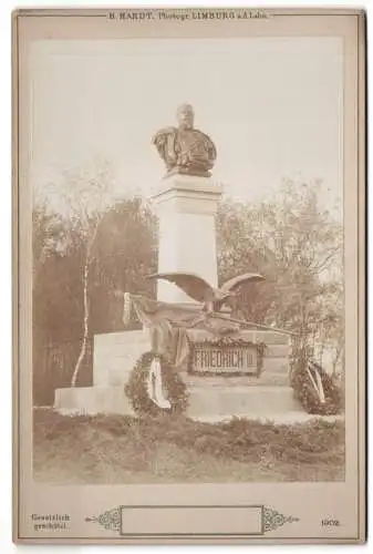 Fotografie H. Hardt, Limburg a.d. Lahn, Ansicht Diez / Lahn, eindrucksvolles Denkmal Friedrich III.