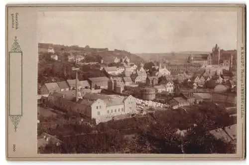Fotografie H. Hardt, Limburg, Ansicht Diez / Lahn, malerische Stadtansicht mit Fabrikgebäude