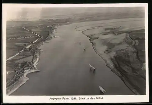 Fotografie Ägyptenfahrt 1931, Blick vom Zeppelin auf das Niltal
