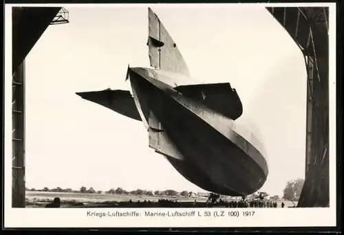 Fotografie Kriegs-Luftschiff, Marine Zeppelin L53 (LZ100) verlässe Zeppelinhalle