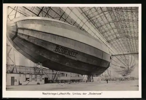 Fotografie Zeppelin Bodensee, Umbau des Nachkriegs Luftschiff in Luftschiffhalle