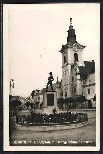 AK Zwettl /N. D., Hauptplatz mit Kriegerdenkmal