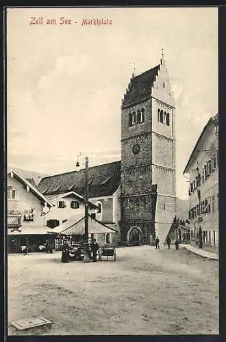 AK Zell a. See, Martkplatz mit Kirche