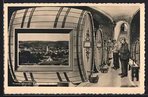 AK Langenlois /N. D., Teilansicht im Fass, Passepartout