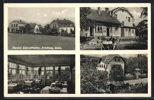 AK Friedberg, Pension Kaltenbrunner, Aussen- u. Innenansichten