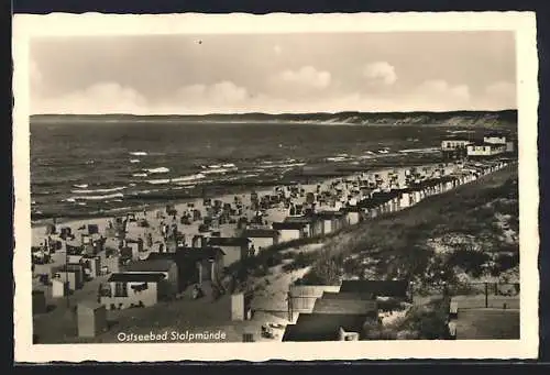 AK Stolpmünde /Ostsee, Strand und Bucht aus der Vogelschau