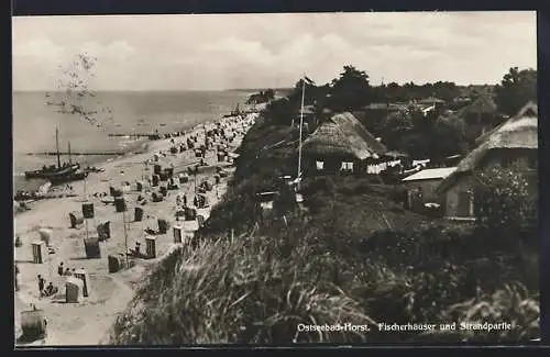 AK Horst /Ostsee, Fischerhäuser und Strandpartie aus der Vogelschau