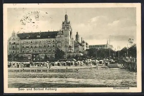 AK Kolberg, Strandschloss, Ansicht vom Wasser aus