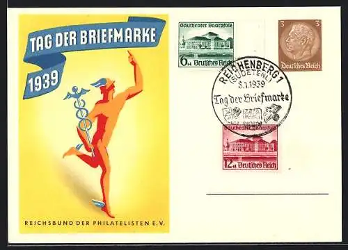 Künstler-AK Tag der Briefmarke 1939, Reichsbund der Philatelisten e. V., Ganzsache