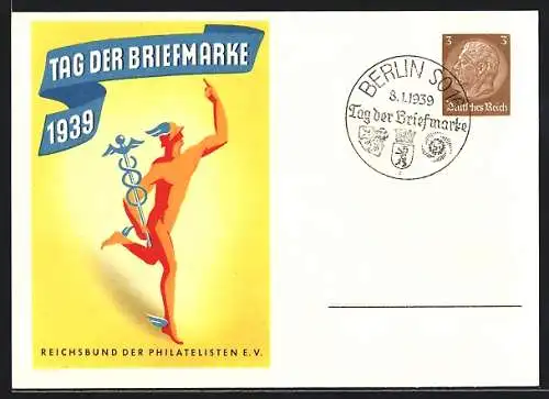 Künstler-AK Tag der Briefmarke 1939, Reichsbund der Philatelisten e. V., Ganzsache