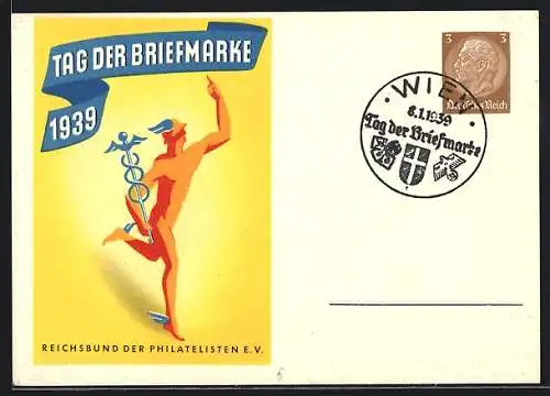 Künstler-AK Tag der Briefmarke 1939, Reichsbund der Philatelisten e. V., Ganzsache