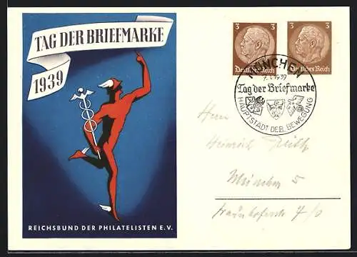 Künstler-AK Tag der Briefmarke 1939, Reichsbund der Philatelisten e. V., Ganzsache