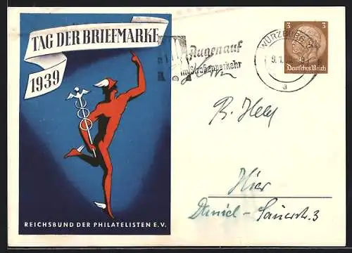 Künstler-AK Tag der Briefmarke 1939, Reichsbund der Philatelisten e. V., Ganzsache