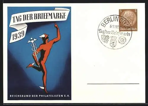 Künstler-AK Tag der Briefmarke 1939, Reichsbund der Philatelisten e. V., Ganzsache