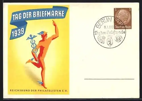 Künstler-AK Tag der Briefmarke 1939, Reichsbund der Philatelisten e. V., Ganzsache