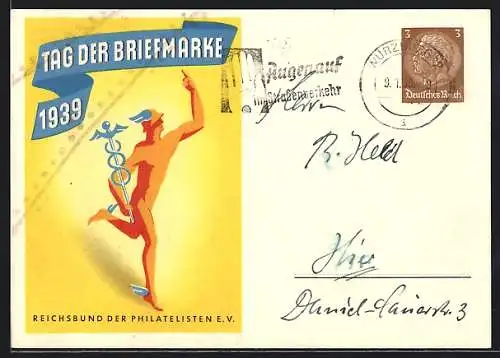 Künstler-AK Tag der Briefmarke 1939, Reichsbund der Philatelisten e. V., Ganzsache