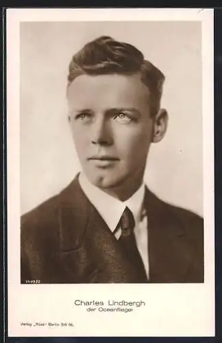 AK Portrait des Oceanfliegers Charles Lindbergh